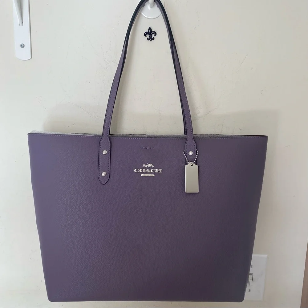 Coach Lavender Lilac Leather Town Tote Bag